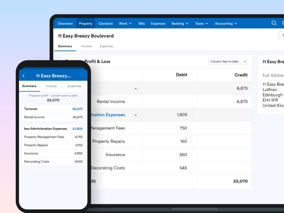The property tab in FreeAgent for Landlords